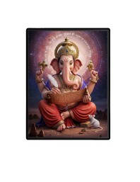 Lord Ganesh Laminated Photo  - 5x7 Inches, Divine Blessings for Home & Office and Temple Decoration