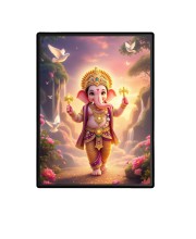 Lord Ganesh Laminated Photo  - 5x7 Inches, Divine Blessings for Home & Office and Temple Decoration