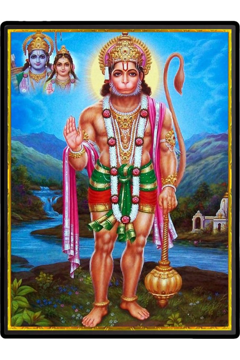 Sri Hanuman Laminated Photo  - 5x7 Inches, Divine Blessings for Home & Office and Temple Decoration
