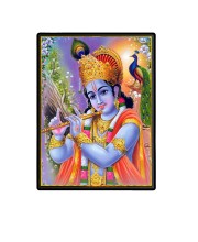 Sri Krishna Laminated Photo  - 5x7 Inches, Divine Blessings for Home & Office and Temple Decoration