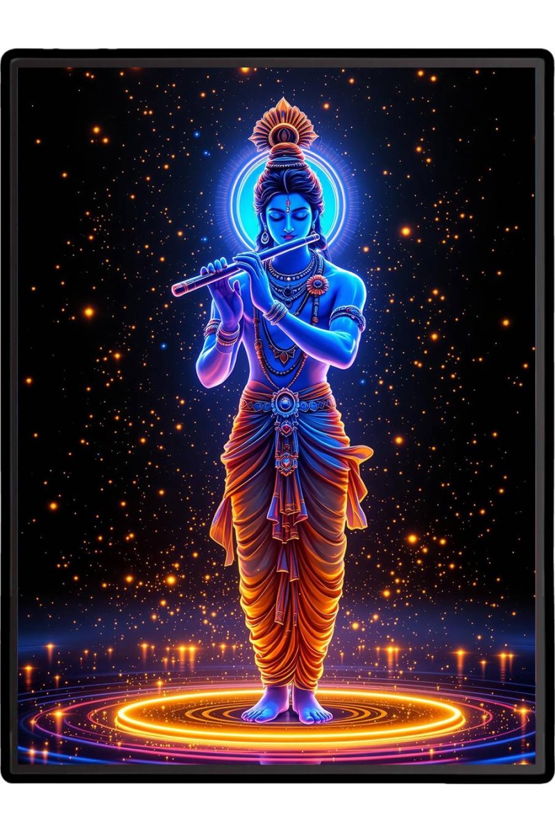 Sri Krishna Laminated Photo  - 5x7 Inches, Divine Blessings for Home & Office and Temple Decoration