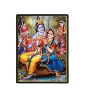 Sri Radha Sri Krishna Laminated Photo  - 5x7 Inches, Divine Blessings for Home & Office and Temple Decoration