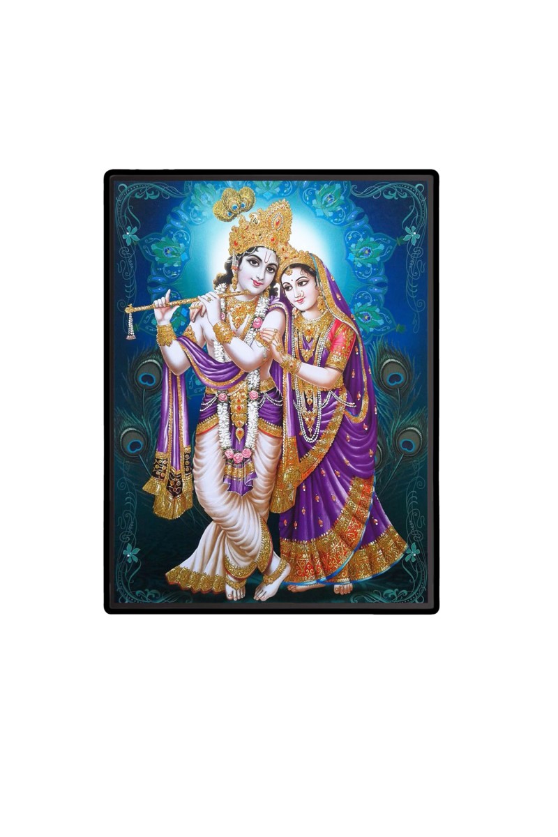 Sri Radha Sri Krishna Laminated Photo  - 5x7 Inches, Divine Blessings for Home & Office and Temple Decoration