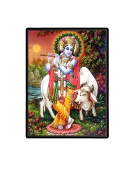 Sri Krishna Laminated Photo  - 5x7 Inches, Divine Blessings for Home & Office and Temple Decoration
