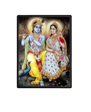Sri Radha Sri Krishna Laminated Photo  - 5x7 Inches, Divine Blessings for Home & Office and Temple Decoration