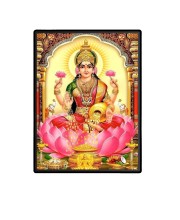 Maa Lakshmi Laminated Photo  - 5x7 Inches, Divine Blessings for Home & Office and Temple Decoration