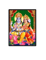Vishnu Maa Lakshmi Laminated Photo  - 5x7 Inches, Divine Blessings for Home & Office and Temple Decoration