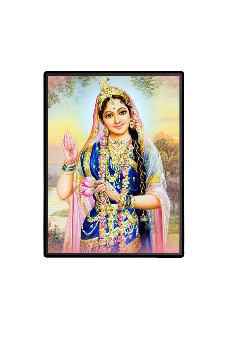 Sri Radha Laminated Photo  - 5x7 Inches, Divine Blessings for Home & Office and Temple Decoration