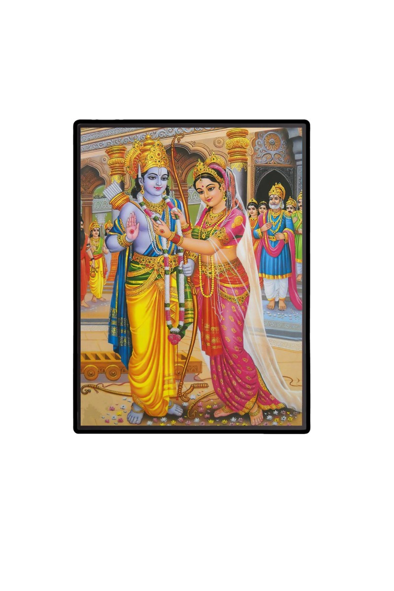 Ram Sita Laminated Photo  - 5x7 Inches, Divine Blessings for Home & Office and Temple Decoration