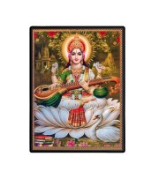 Maa Saraswati Laminated Photo  - 5x7 Inches, Divine Blessings for Home & Office and Temple Decoration