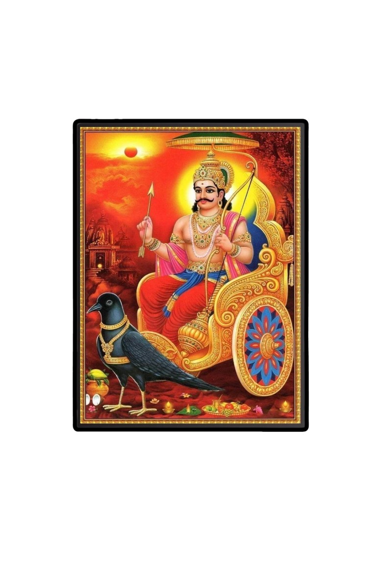 Shani Dev Laminated Photo  - 5x7 Inches, Divine Blessings for Home & Office and Temple Decoration