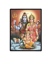 Shiva Family Laminated Photo  - 5x7 Inches, Divine Blessings for Home & Office and Temple Decoration