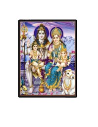 Shiva Family Laminated Photo  - 5x7 Inches, Divine Blessings for Home & Office and Temple Decoration