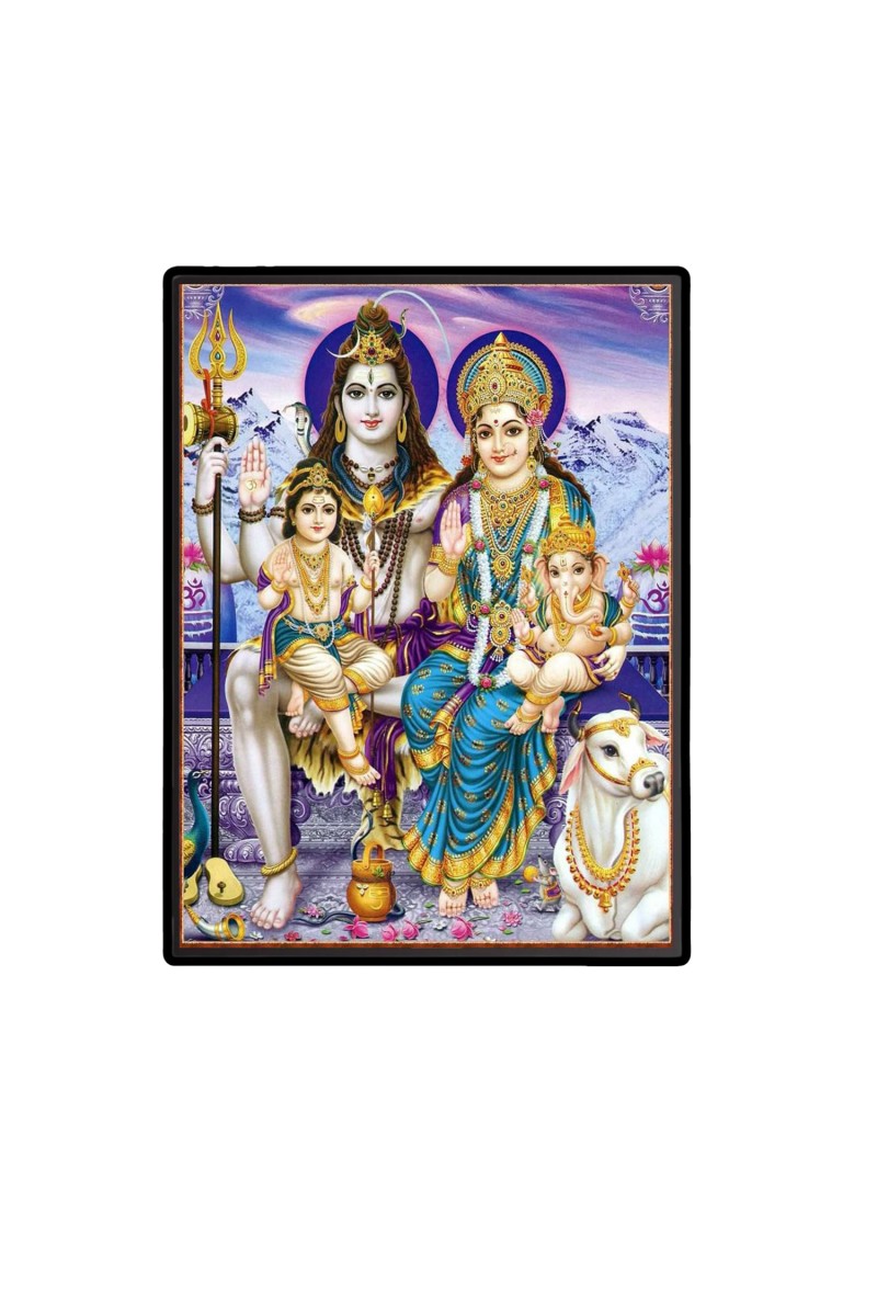 Shiva Family Laminated Photo  - 5x7 Inches, Divine Blessings for Home & Office and Temple Decoration