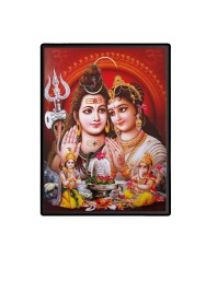 Shiva Family Laminated Photo  - 5x7 Inches, Divine Blessings for Home & Office and Temple Decoration