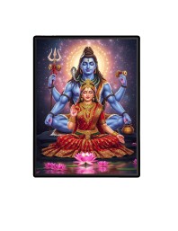 Shiva Parvati Laminated Photo  - 5x7 Inches, Divine Blessings for Home & Office and Temple Decoration