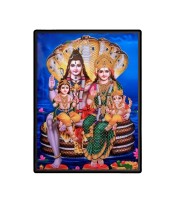 Shiva Family Laminated Photo  - 5x7 Inches, Divine Blessings for Home & Office and Temple Decoration