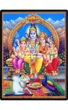 Shiva Family Laminated Photo  - 5x7 Inches, Divine Blessings for Home & Office and Temple Decoration