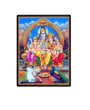 Shiva Family Laminated Photo  - 5x7 Inches, Divine Blessings for Home & Office and Temple Decoration
