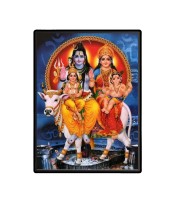 Shiva Family Laminated Photo  - 5x7 Inches, Divine Blessings for Home & Office and Temple Decoration