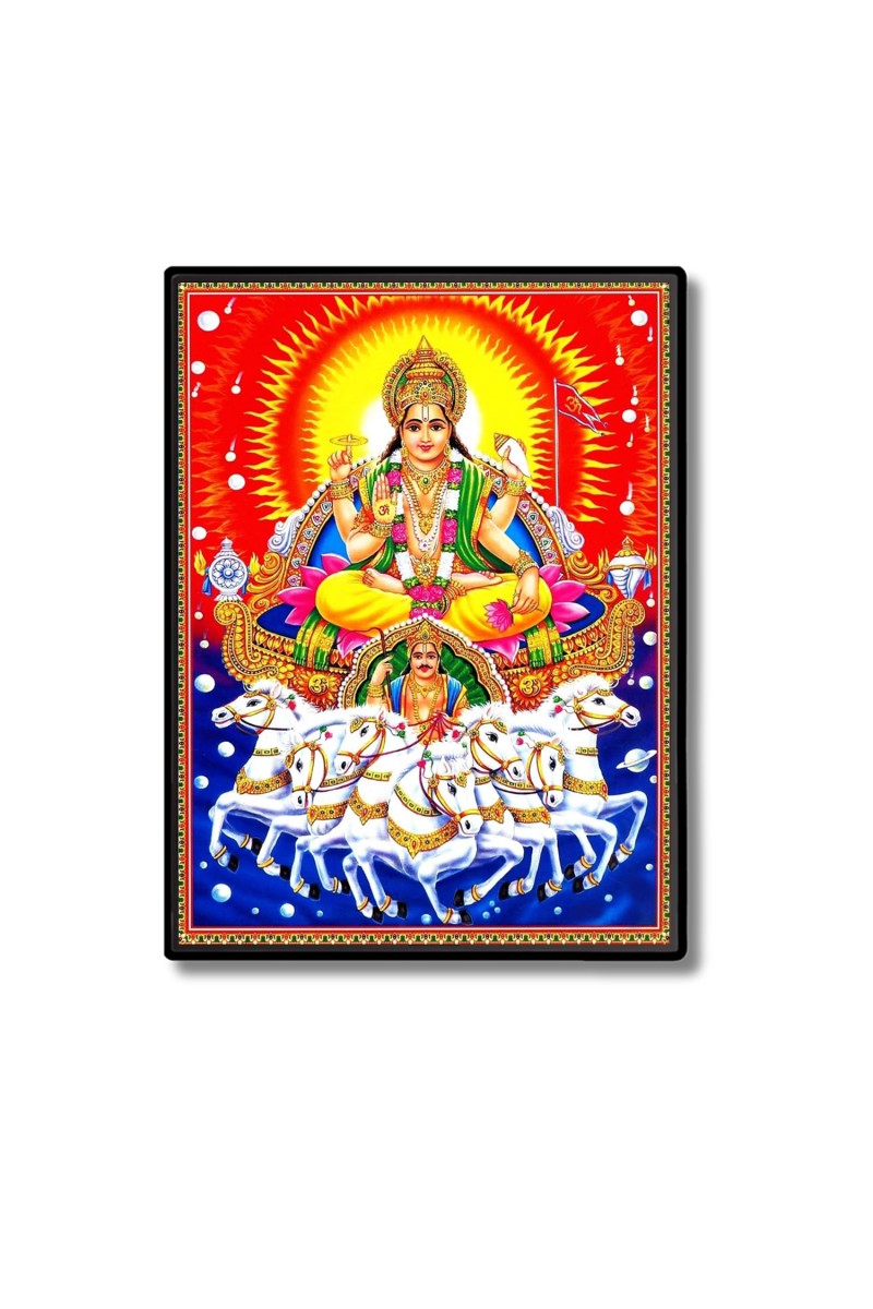 Lord Surya Laminated Photo  - 5x7 Inches, Divine Blessings for Home & Office and Temple Decoration