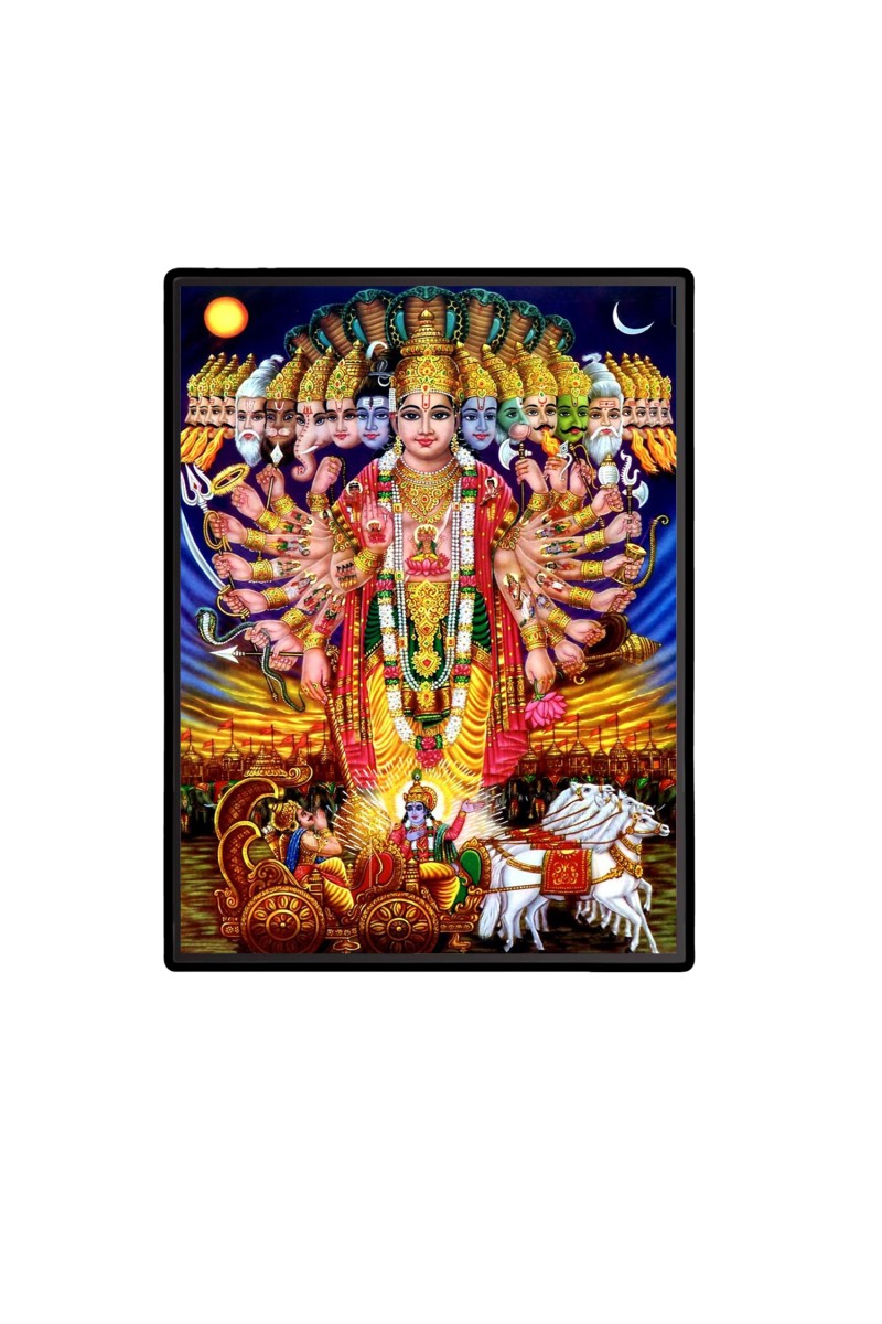 Krishna Rupa to Arjuna in Mahabharata Laminated Photo  - 5x7 Inches, Divine Blessings for Home & Office and Temple Decoration