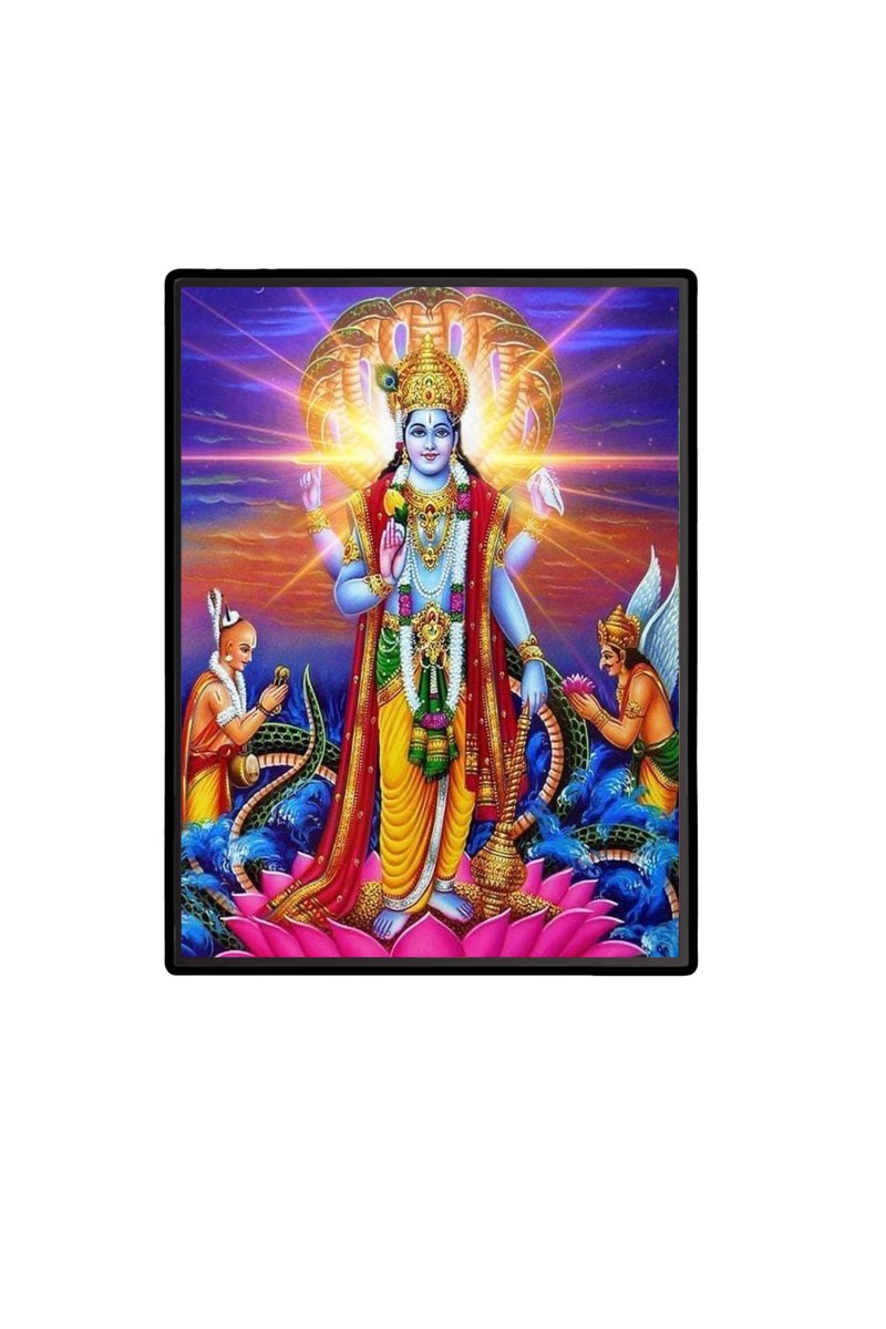 Lord Vishnu Laminated Photo  - 5x7 Inches, Divine Blessings for Home & Office and Temple Decoration