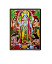 Lord Satyanarayana Laminated Photo  - 5x7 Inches, Divine Blessings for Home & Office and Temple Decoration