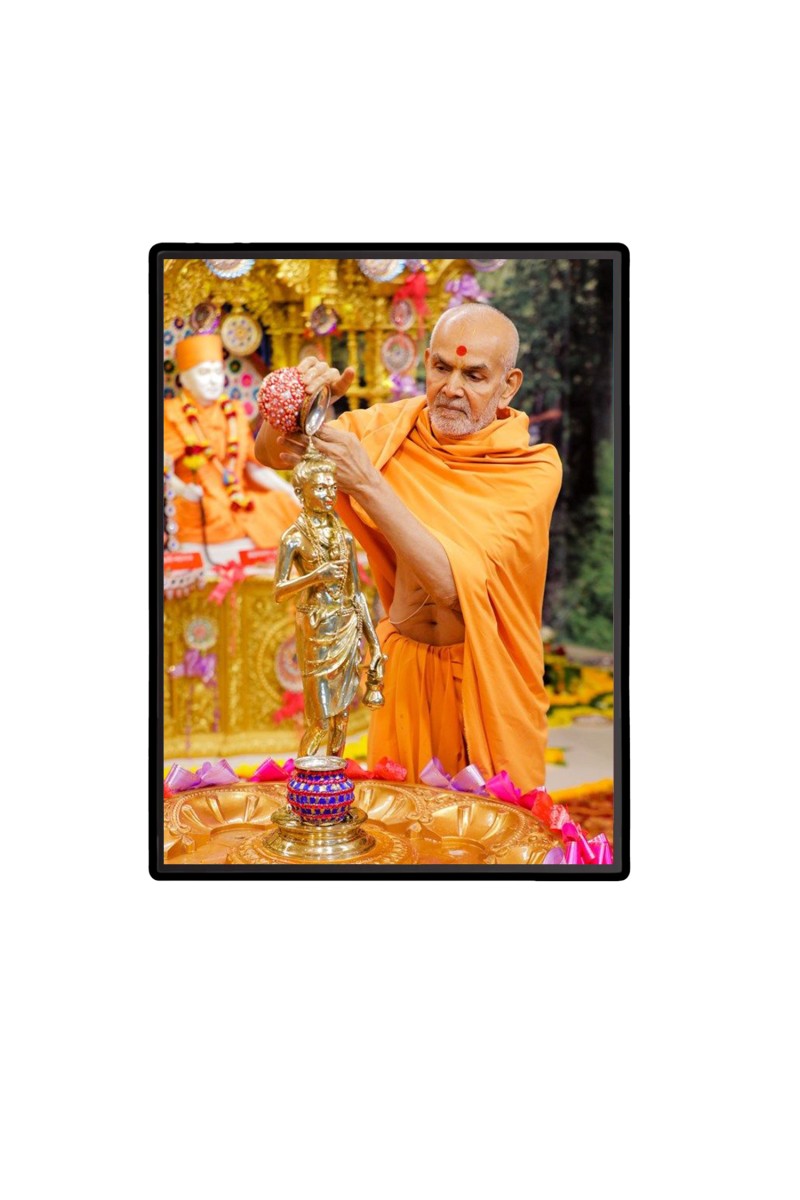 Swami Narayan Laminated Photo  - 5x7 Inches, Divine Blessings for Home & Office and Temple Decoration