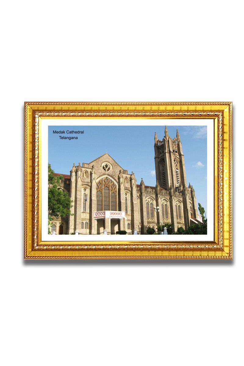 Medak Cathedral  Church Church Photo Frame, 10x14 Inches Beautiful Elegant Framed Wall Art of Iconic Cathedral