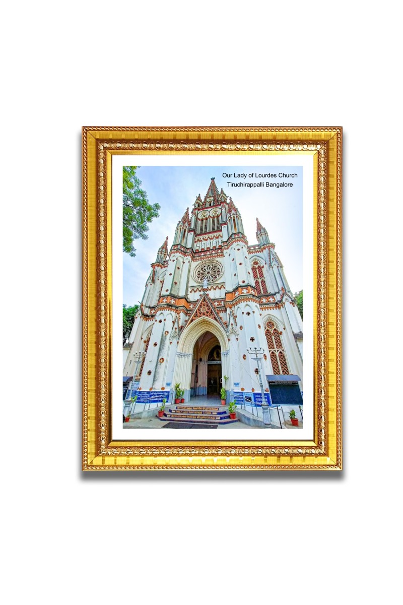 Our Lady of Lourdes Church Church Church Photo Frame, 10x14 Inches Beautiful Elegant Framed Wall Art of Iconic Cathedral
