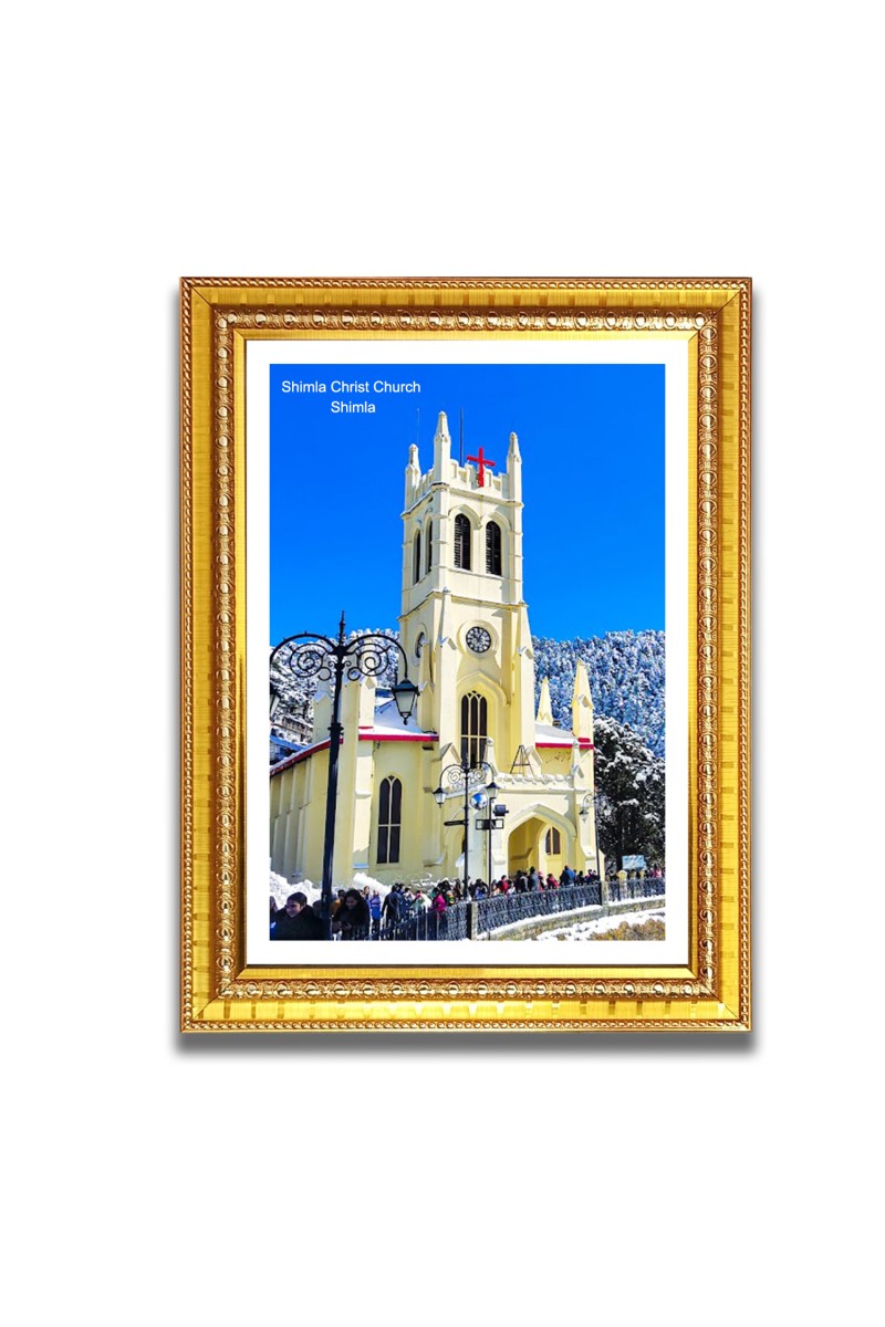 Shimla Christ Church Church Church Photo Frame, 10x14 Inches Beautiful Elegant Framed Wall Art of Iconic Cathedral