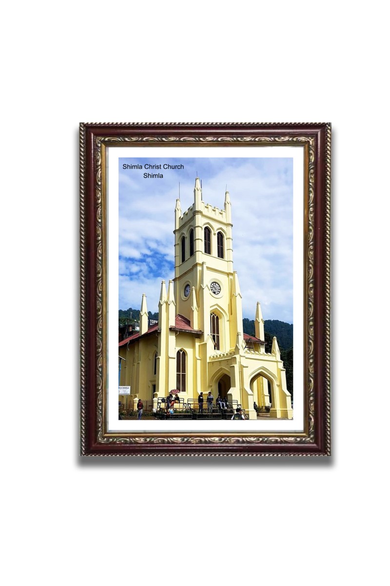 Shimla Christ Church  Church Church Photo Frame, 10x14 Inches Beautiful Elegant Framed Wall Art of Iconic Cathedral