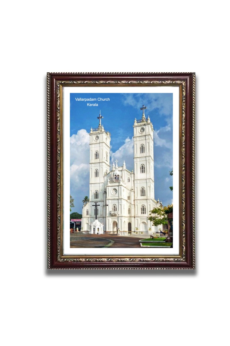 Vallarpadam Church Church Church Photo Frame, 10x14 Inches Beautiful Elegant Framed Wall Art of Iconic Cathedral