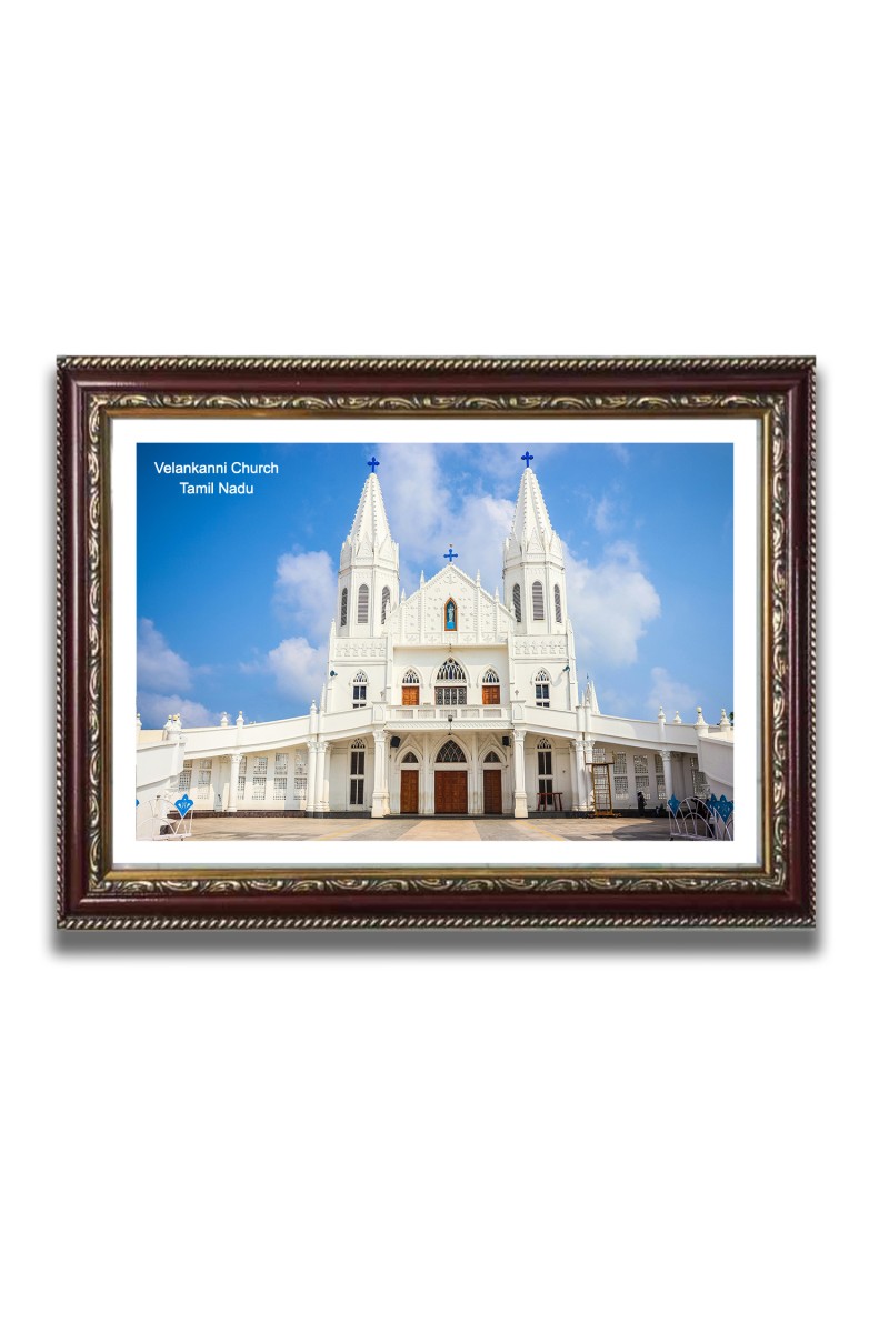 Velankanni Church  Church Church Photo Frame, 10x14 Inches Beautiful Elegant Framed Wall Art of Iconic Cathedral