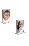 Car Desk/Table Top Sri Aurobindo & Maa Mirra Alfassa  Acrylic T-Style Photo Stand - 2.5x3.5 Inches, Compact and Stylish Spiritual Display, easily change  2 photos ( Pack of 1 )