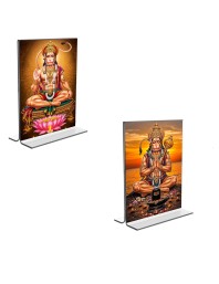 Car Desk/Table Top Sri Hanuman  Acrylic T-Style Photo Stand - 2.5x3.5 Inches, Compact and Stylish Spiritual Display, easily change  2 photos ( Pack of 1 )