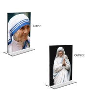 Car Desk/Table Top Mother Teresa  Acrylic T-Style Photo Stand - 2.5x3.5 Inches, Compact and Stylish Spiritual Display, easily change  2 photos ( Pack of 1 )