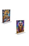 Car Desk/Table Top Lord Vishnu & Lord Jagannath  Acrylic T-Style Photo Stand - 2.5x3.5 Inches, Compact and Stylish Spiritual Display, easily change  2 photos ( Pack of 1 )