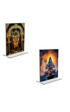 Car Desk/Table Top Lord Shiva  Acrylic T-Style Photo Stand - 2.5x3.5 Inches, Compact and Stylish Spiritual Display, easily change  2 photos ( Pack of 1 )