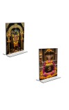 Car Desk/Table Top Lord Shiva & Shiva Lingam  Acrylic T-Style Photo Stand - 2.5x3.5 Inches, Compact and Stylish Spiritual Display, easily change  2 photos ( Pack of 1 )