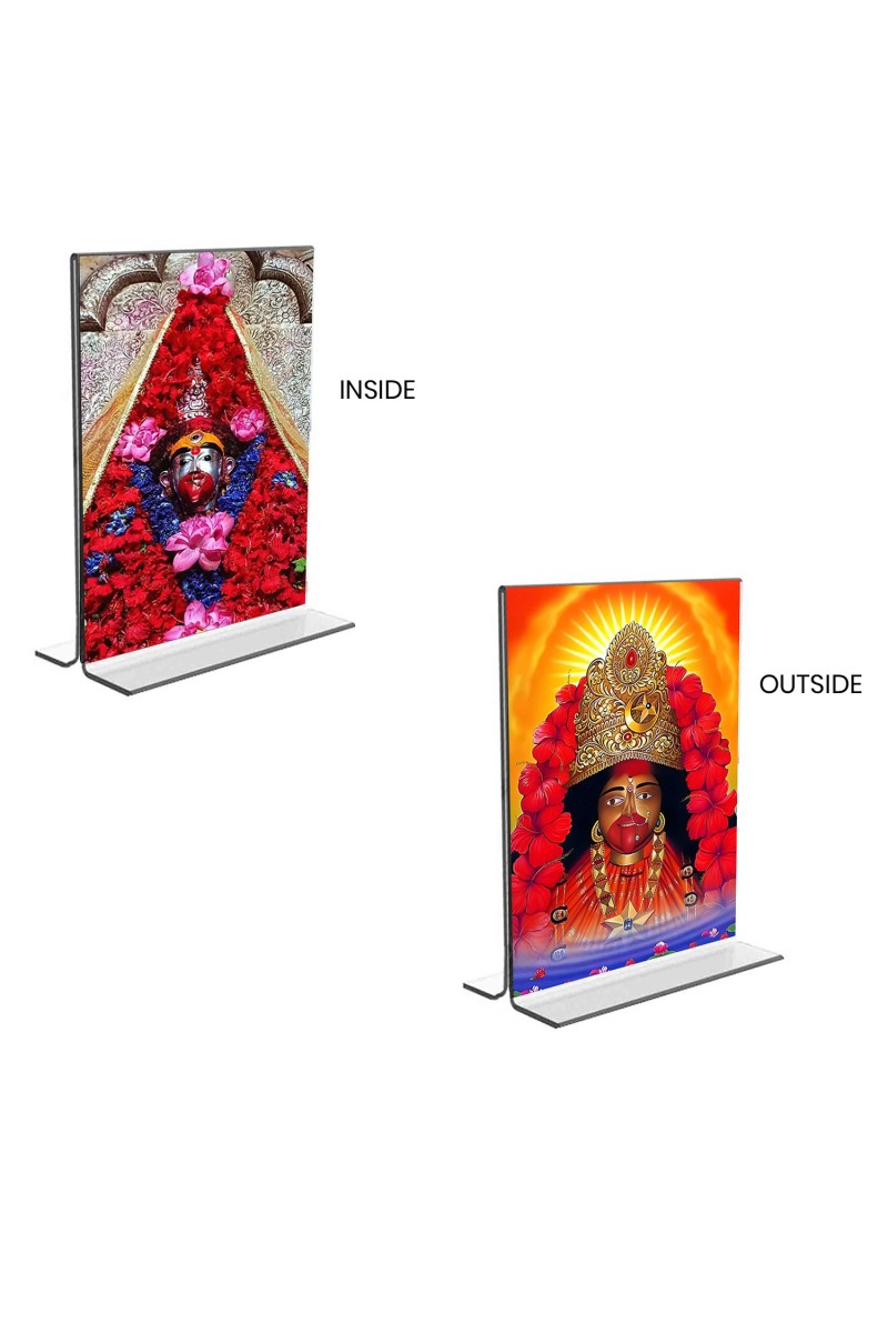 Car Desk/Table Top Tara Maa  Acrylic T-Style Photo Stand - 2.5x3.5 Inches, Compact and Stylish Spiritual Display, easily change  2 photos ( Pack of 1 )