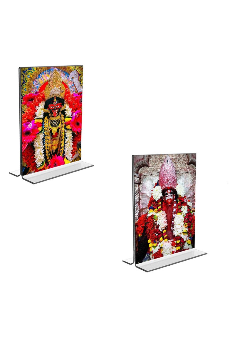 Car Desk/Table Top Maa Tara  Acrylic T-Style Photo Stand - 2.5x3.5 Inches, Compact and Stylish Spiritual Display, easily change  2 photos ( Pack of 1 )