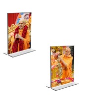 Car Desk/Table Top Swaminarayan  Acrylic T-Style Photo Stand - 2.5x3.5 Inches, Compact and Stylish Spiritual Display, easily change  2 photos ( Pack of 1 )