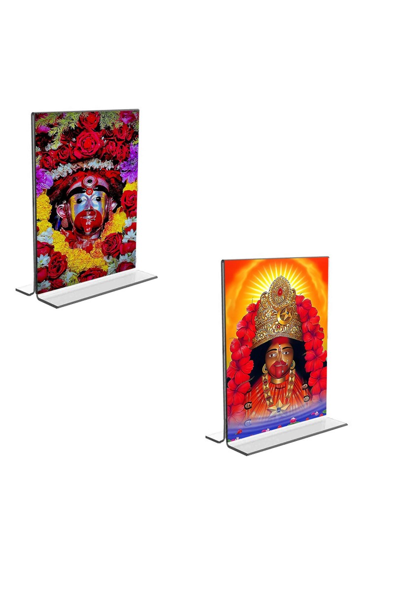 Car Desk/Table Top Tara Maa  Acrylic T-Style Photo Stand - 2.5x3.5 Inches, Compact and Stylish Spiritual Display, easily change  2 photos ( Pack of 1 )