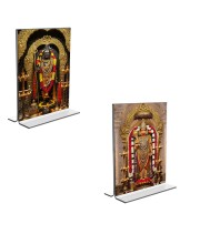 Car Desk/Table Top Lord Shiva & Sri Hanuman  Acrylic T-Style Photo Stand - 2.5x3.5 Inches, Compact and Stylish Spiritual Display, easily change  2 photos ( Pack of 1 )