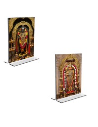 Car Desk/Table Top Lord Shiva & Sri Hanuman  Acrylic T-Style Photo Stand - 2.5x3.5 Inches, Compact and Stylish Spiritual Display, easily change  2 photos ( Pack of 1 )