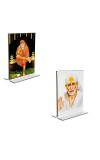 Car Desk/Table Top Sai Baba  Acrylic T-Style Photo Stand - 2.5x3.5 Inches, Compact and Stylish Spiritual Display, easily change  2 photos ( Pack of 1 )