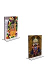 Car Desk/Table Top Lord Ram Lalla & Lord Jagannath  Acrylic T-Style Photo Stand - 2.5x3.5 Inches, Compact and Stylish Spiritual Display, easily change  2 photos ( Pack of 1 )