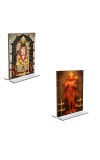 Car Desk/Table Top Sri Ram Lalla & Sri Hanuman  Acrylic T-Style Photo Stand - 2.5x3.5 Inches, Compact and Stylish Spiritual Display, easily change  2 photos ( Pack of 1 )